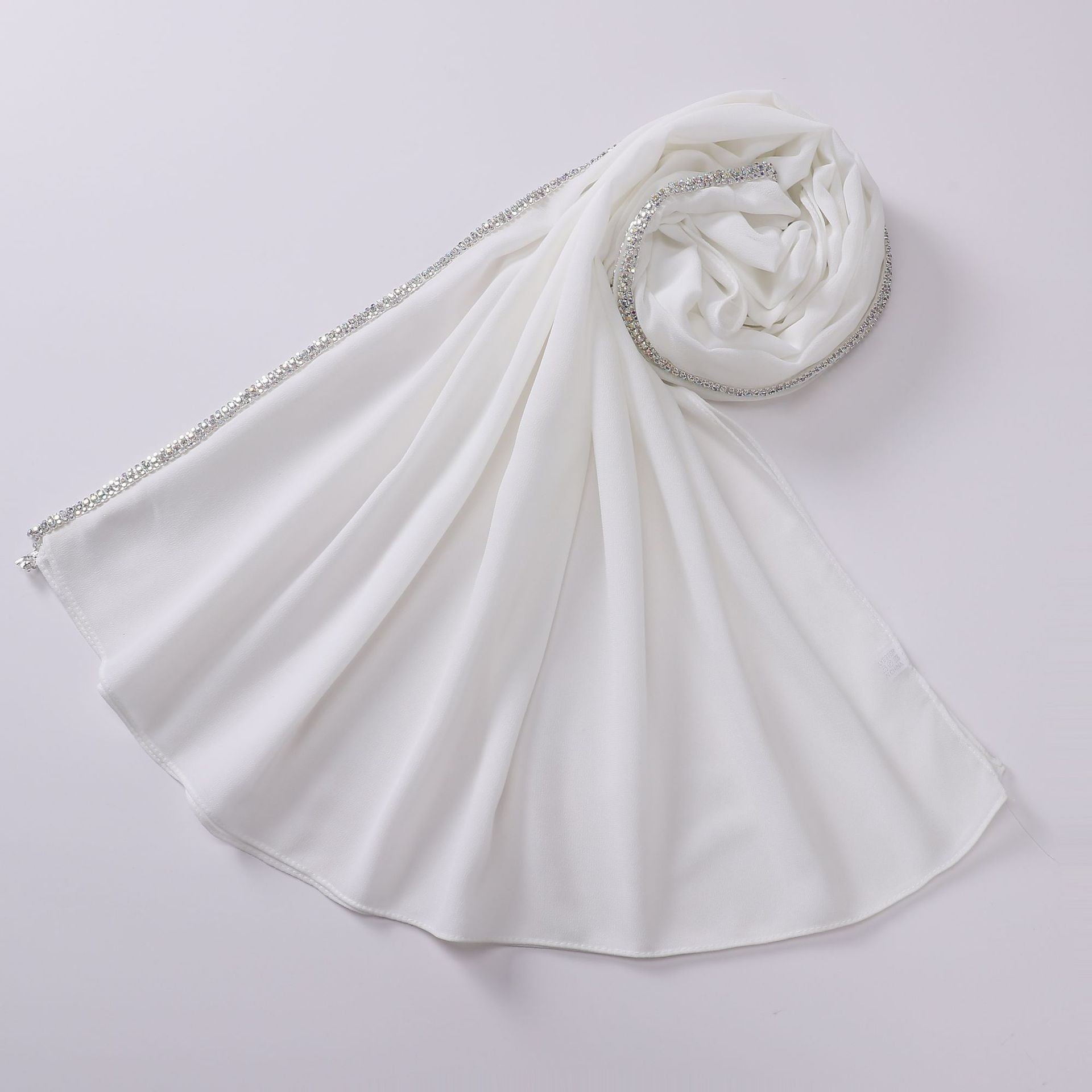 Amina Long Chiffon Scarf with Diamond Edge