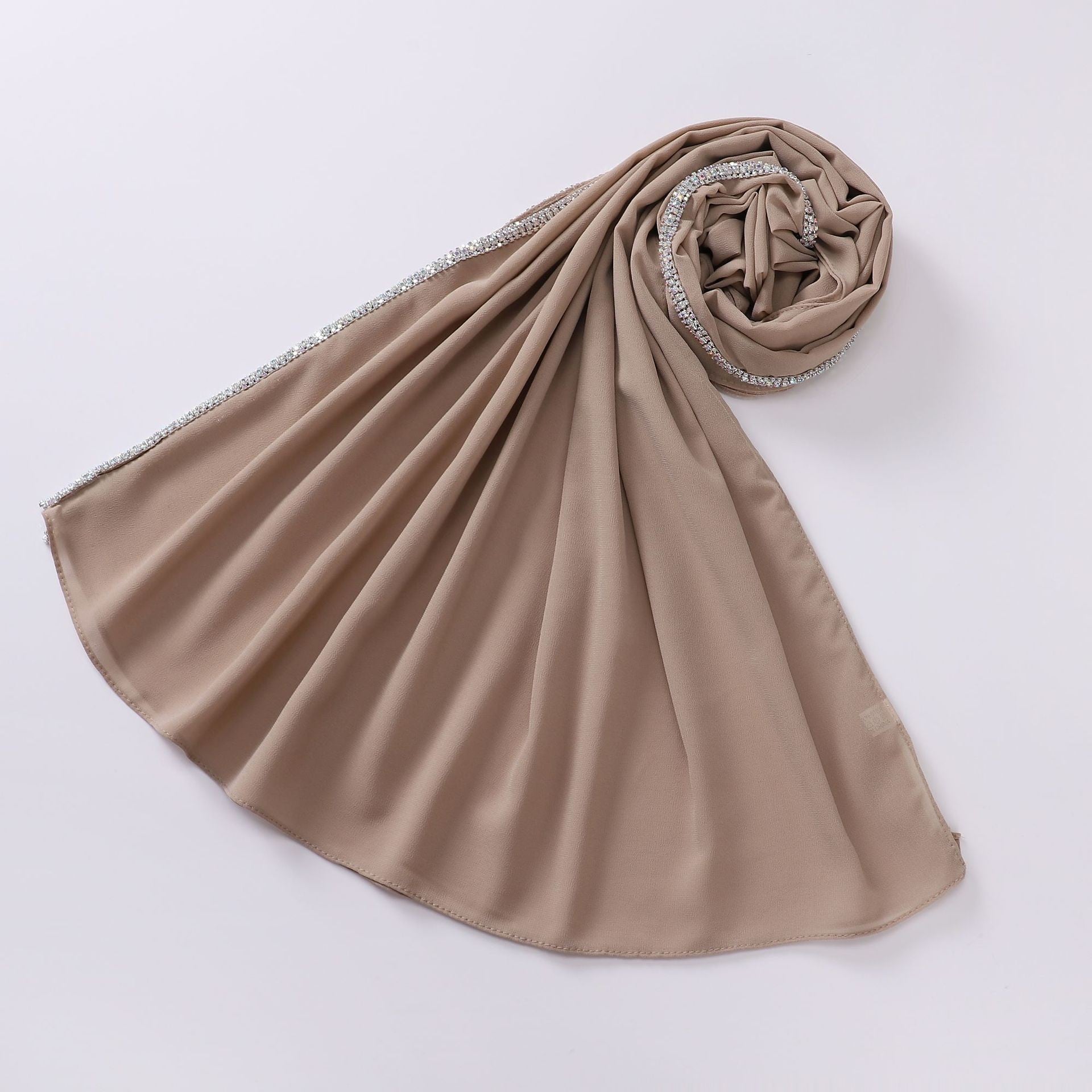 Amina Long Chiffon Scarf with Diamond Edge