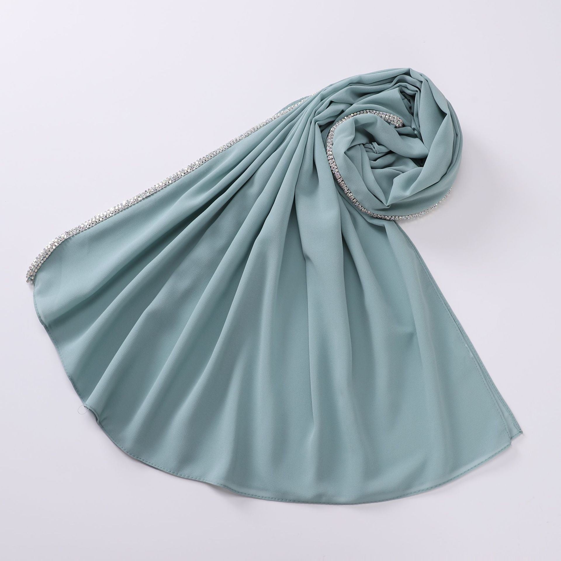 Amina Long Chiffon Scarf with Diamond Edge