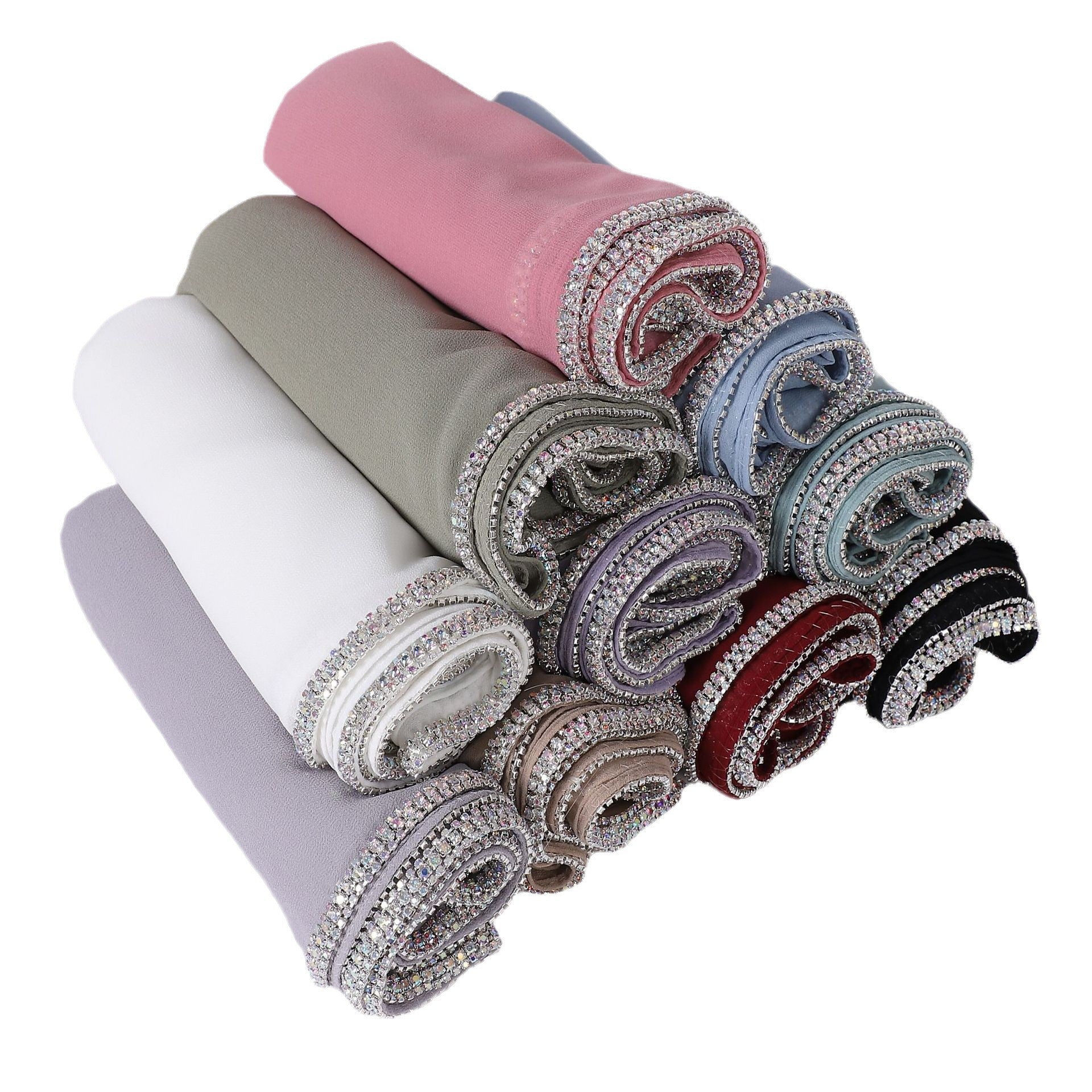 Amina Long Chiffon Scarf with Diamond Edge