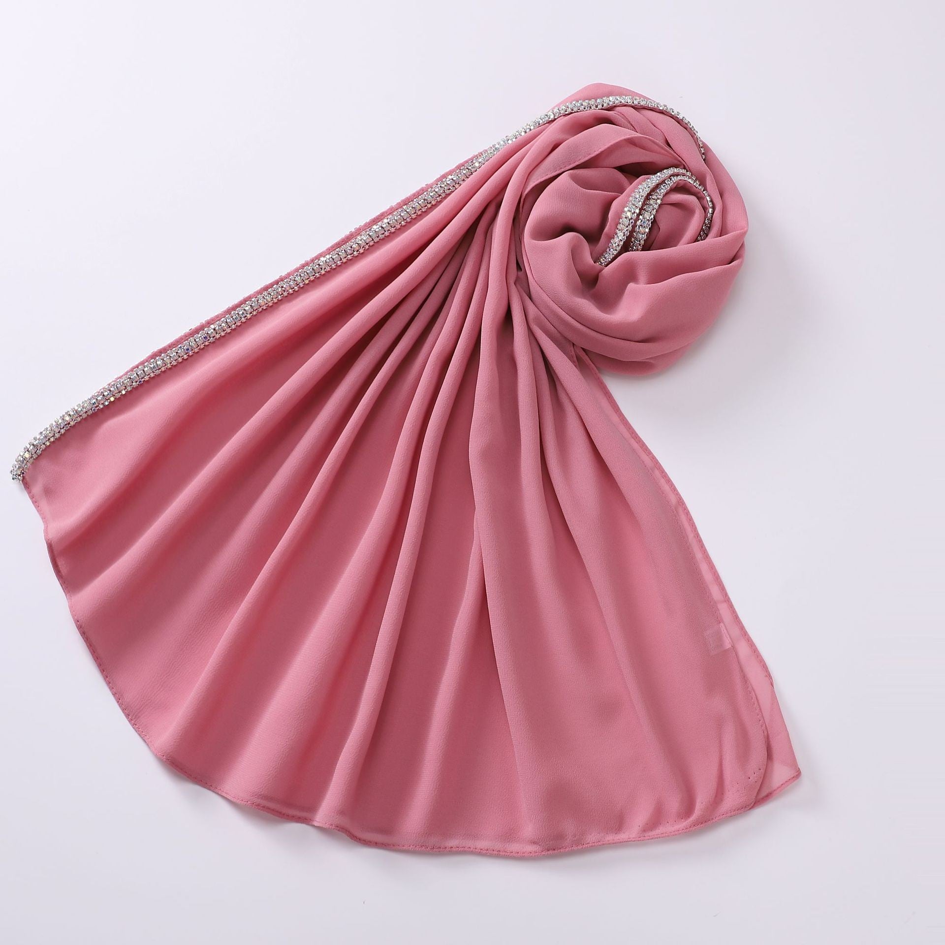 Amina Long Chiffon Scarf with Diamond Edge