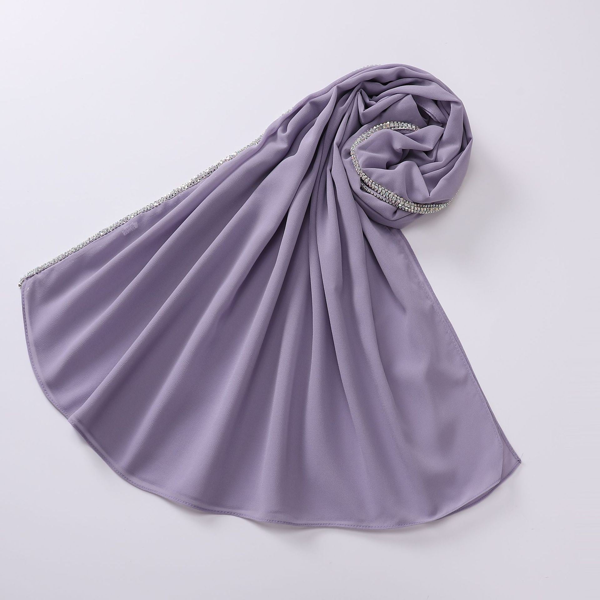 Amina Long Chiffon Scarf with Diamond Edge