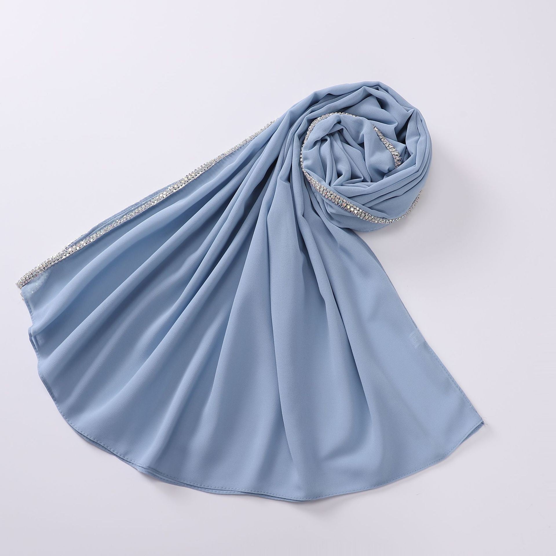 Amina Long Chiffon Scarf with Diamond Edge