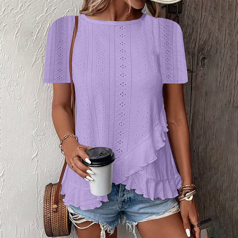 Ivy Ruffle Hem Crew Neck Tee
