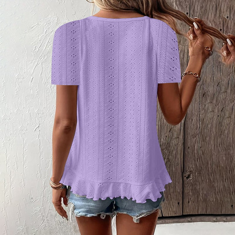 Ivy Ruffle Hem Crew Neck Tee
