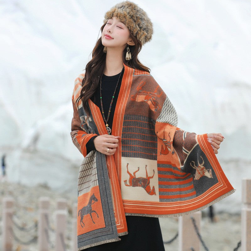 Ophelia Retro Cashmere-Feel Scarf