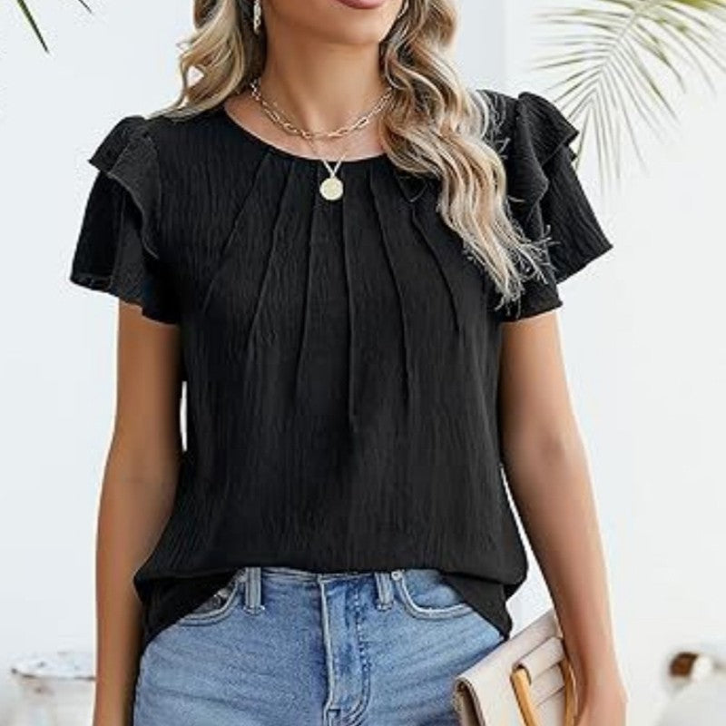 Vivere Ruffle Sleeve Top