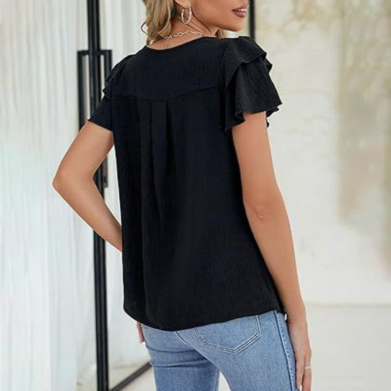 Vivere Ruffle Sleeve Top