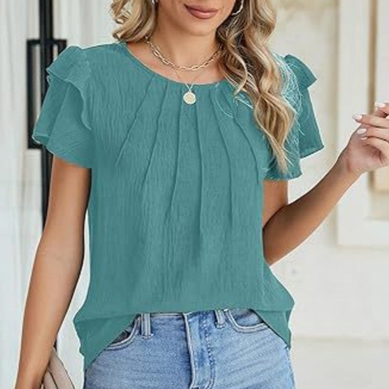 Vivere Ruffle Sleeve Top